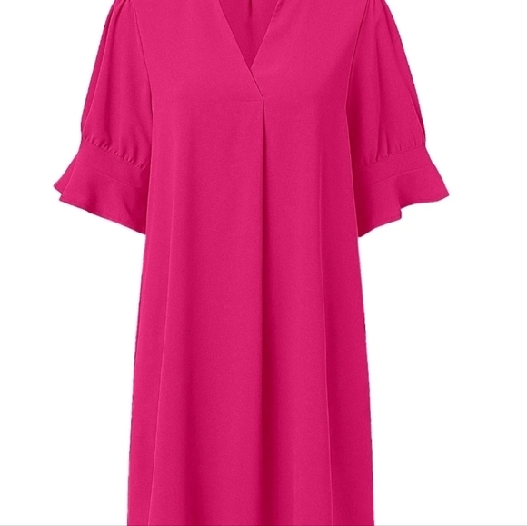 Pink Dress with Ruffle Sleeves - Picture 3 of 10